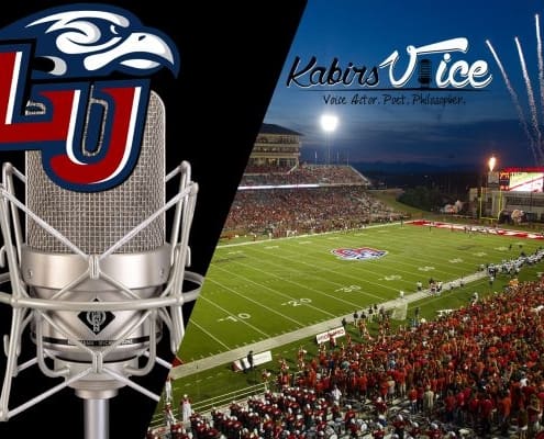Liberty University college voice over football stadium